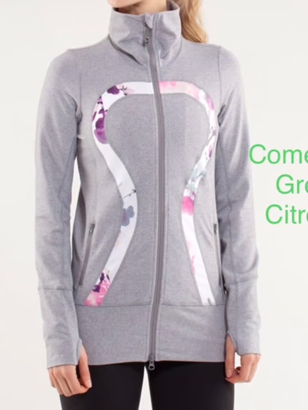 Lululemon In Stride Jacket in Grey Citron  - womens 4, like new  Neon green pink